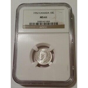 Canada George VI 1952 Silver 10 Cents MS61 NGC